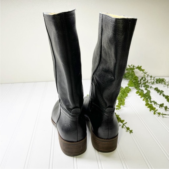 Lucky Brand Laerys Black & Brown Leather Mid Calf Pull On Boots Women's Size 6 - Picture 4 of 5